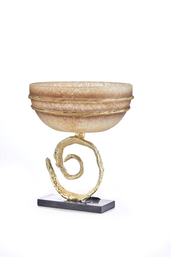 Cornella 18X32 Cm Mermer Ayaklı Cappuccino Döküm Meyvelik ( Cappuccıno-40 ) - 1