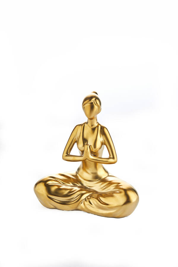 Cornella 20 Cm Seramik Mat Gold Yoga Yapan Kadın Obje ( Dream-30 ) - 1