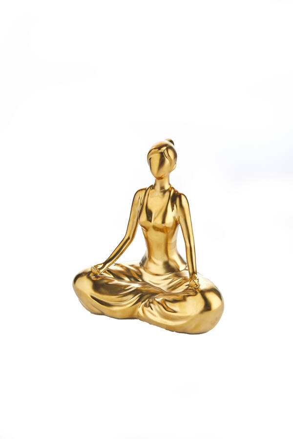 Cornella 20 Cm Seramik Mat Gold Yoga Yapan Kadın Obje ( Dream-32 ) - 1