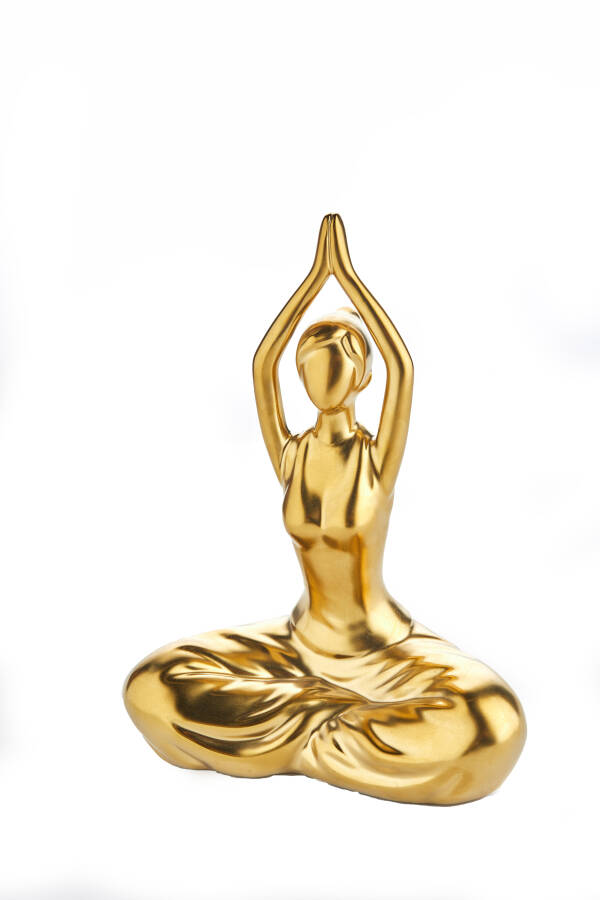 Cornella 25 Cm Seramik Mat Gold Yoga Yapan Kadın Obje ( Dream-34 ) - 1