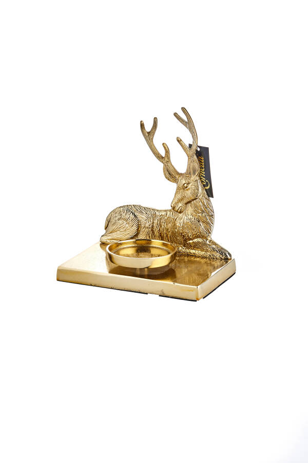 Cornella 25 X 22 Cm Orta Boy Gold Alım.Geyıklı Şamdan ( Goa-340 ) - 1