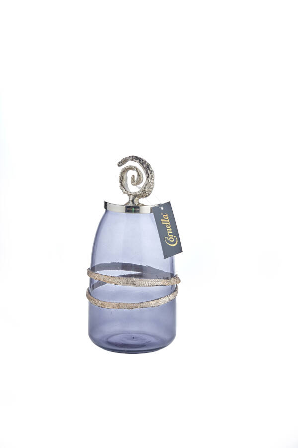 Cornella 28 Cm Füme Gümüş Döküm Ve Cam Lüx Vazo ( Sofıa-120 ) - 1