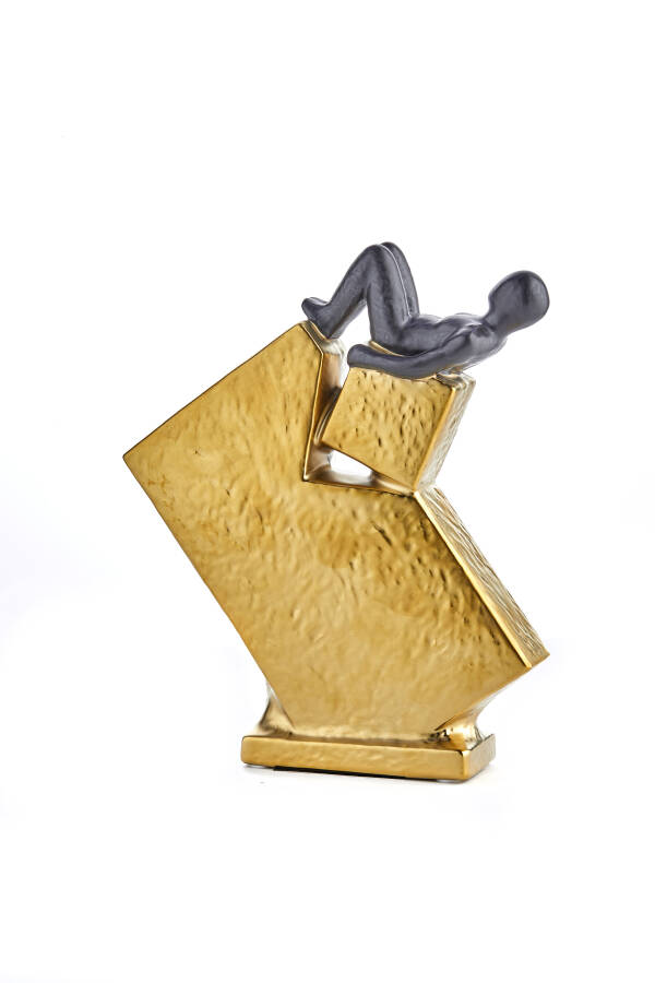 Cornella 28 Cm Seramik Mat Gold Kübik Adam Obje ( Dream-20 ) - 1