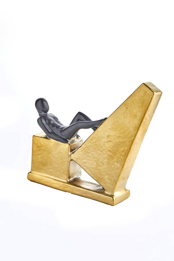 Cornella 28 Cm Seramik Mat Gold Kübik Adam Obje ( Dream-24 ) - 1