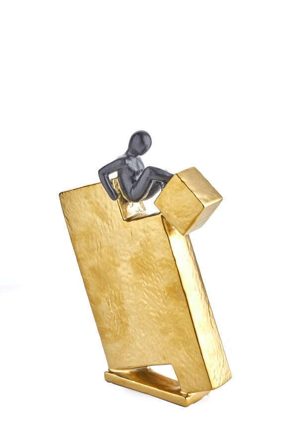 Cornella 32 Cm Seramik Mat Gold Kübik Adam Obje ( Dream-22 ) - 1