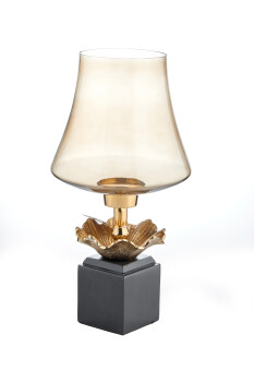 Cornella 34 Cm Ahşap Ayaklı Gold Döküm Ve Cam Dekoraitf Meyvelik ( Lara-300 ) - 1