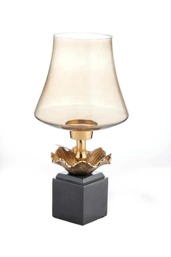 Cornella 34 Cm Ahşap Ayaklı Gold Döküm Ve Cam Dekoraitf Meyvelik ( Lara-300 ) - 1