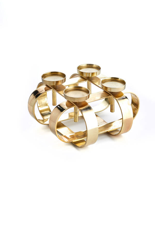Cornella 35 X 35 X 17 Cm Al.Gold 4Lü Dek.Orta Sehpa Şamdan ( Forrest-110 ) - 1