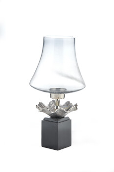 Cornella 40 Cm Ahşap Ayaklı Füme Gümüş Döküm Ve Cam Dekoraitf Meyvelik ( Lara-200 ) - 1