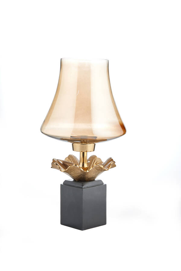 Cornella 40 Cm Ahşap Ayaklı Gold Döküm Ve Cam Dekoraitf Meyvelik ( Lara-100 ) - 1