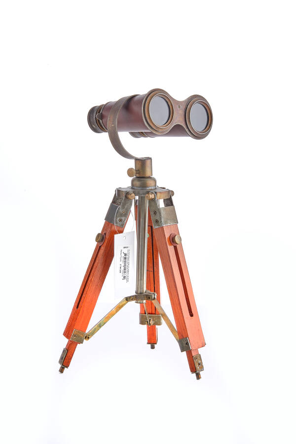 Cornella 41 Cm Ahşap Tripod Pirinç & Deri Gövde Gerçek Mercekli Dürbün ( Offıce-7 ) - 1