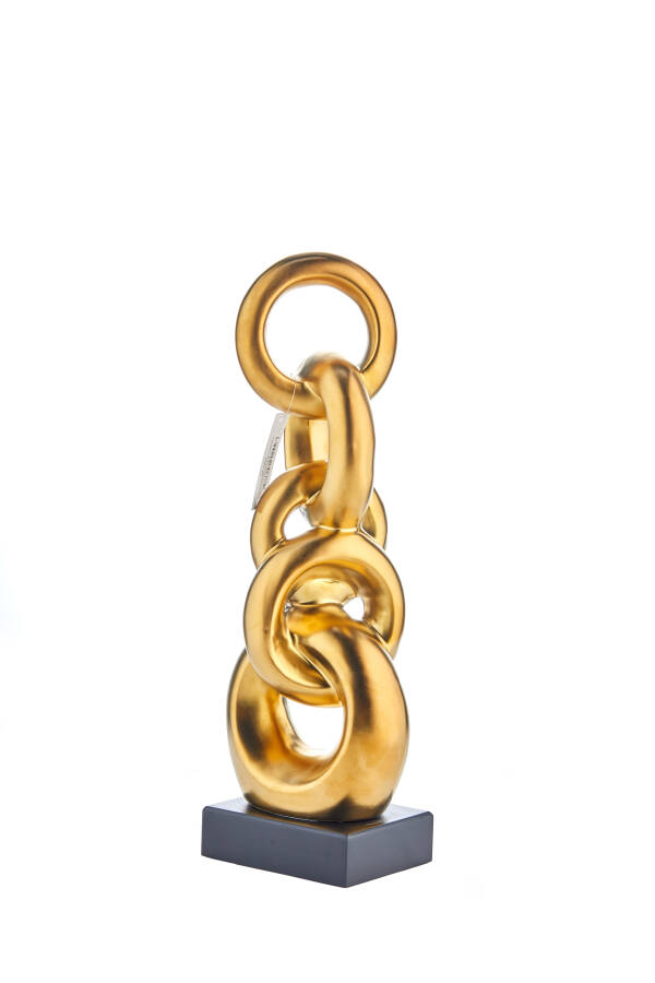 Cornella 45 Cm Seramik Mat Gold Kaideli Dekoratif Zincir Obje ( Dream-8 ) - 1