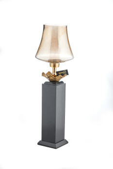 Cornella 56 Cm Ahşap Ayaklı Gold Döküm Ve Cam Yer Vazosu ( Lara-700 ) - 1