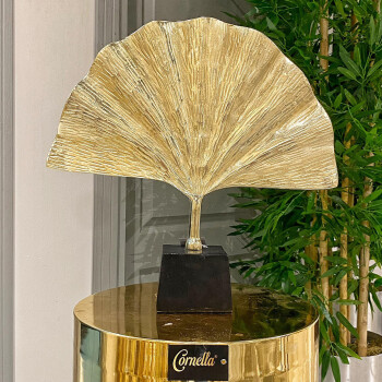 Cornella 60 X 33 Cm Gold Alımınyum Dekoratıf Genıs Yaprak Tabak ( Brass-20 ) - 1