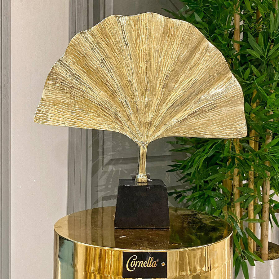Cornella 60 X 33 Cm Gold Alımınyum Dekoratıf Genıs Yaprak Tabak ( Brass-20 ) - 1