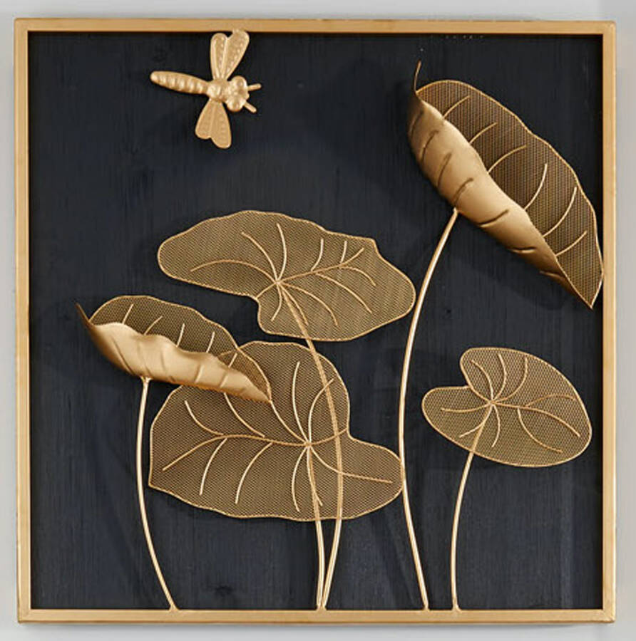 Cornella 62X62 Cm Gold Siyah Kare Form Yusufçuklu Dekoratif Duvar Panosu ( Broadway-13 ) - 1