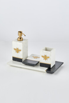 Cornella Arı Figürlü 4 Lü Banyo Seti ( Marble World-80 ) - 1