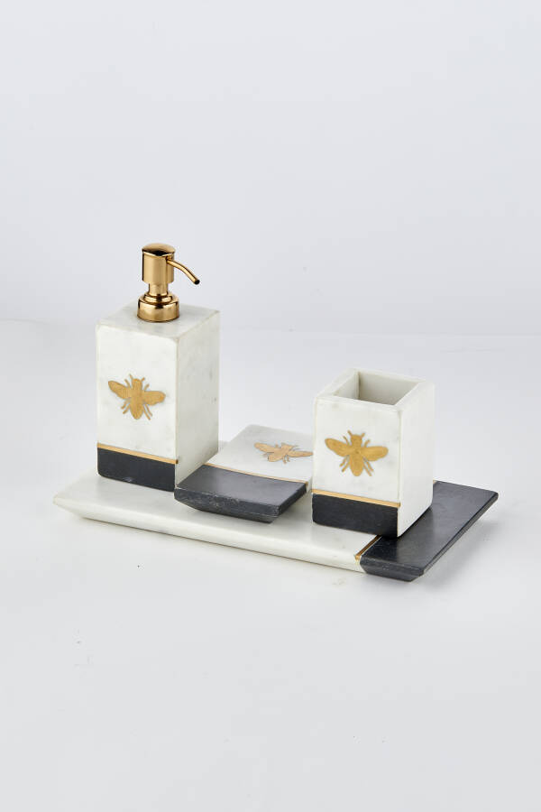 Cornella Arı Figürlü 4 Lü Banyo Seti ( Marble World-80 ) - 1