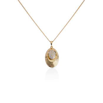 Mesmera 14 K Oval Taşlı Kolye - 1