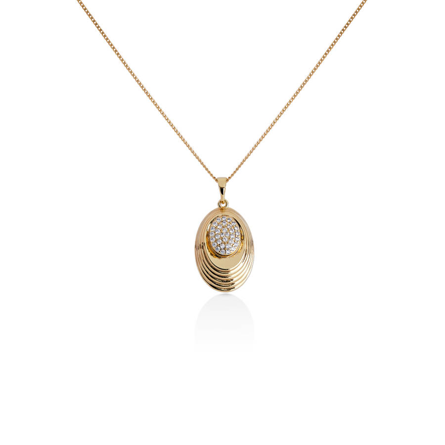 Mesmera 14 K Oval Taşlı Kolye - 1