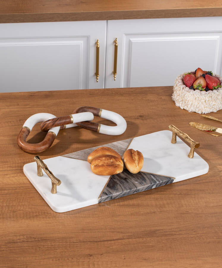 Cornella Çift Renk Mermer Tepsi 45 Cm ( Marble World-240 ) - 1