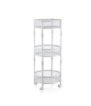 Cornella 3 Katlı Pratik Katlanır Metal Beyaz Renk Tekerlekli Sepet Patates Soğanlık - Çok Amaçlı Organizer - 11