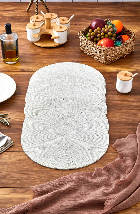 Cornella Boho Kenarları Püsküllü Yuvarlak Makrome Amerikan Servis Supla 6 lI - 5