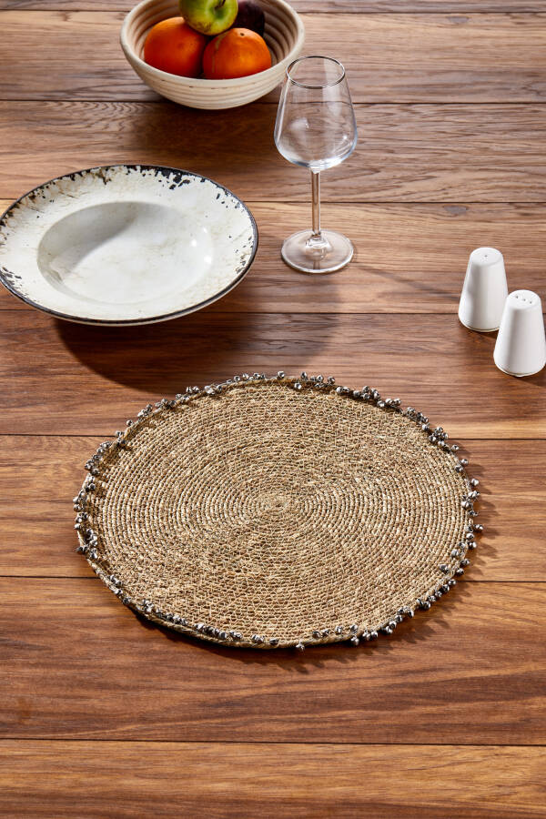 Cornella Seagrass Hasır Yuvarlak Amerikan Servis Supla Silver - 2