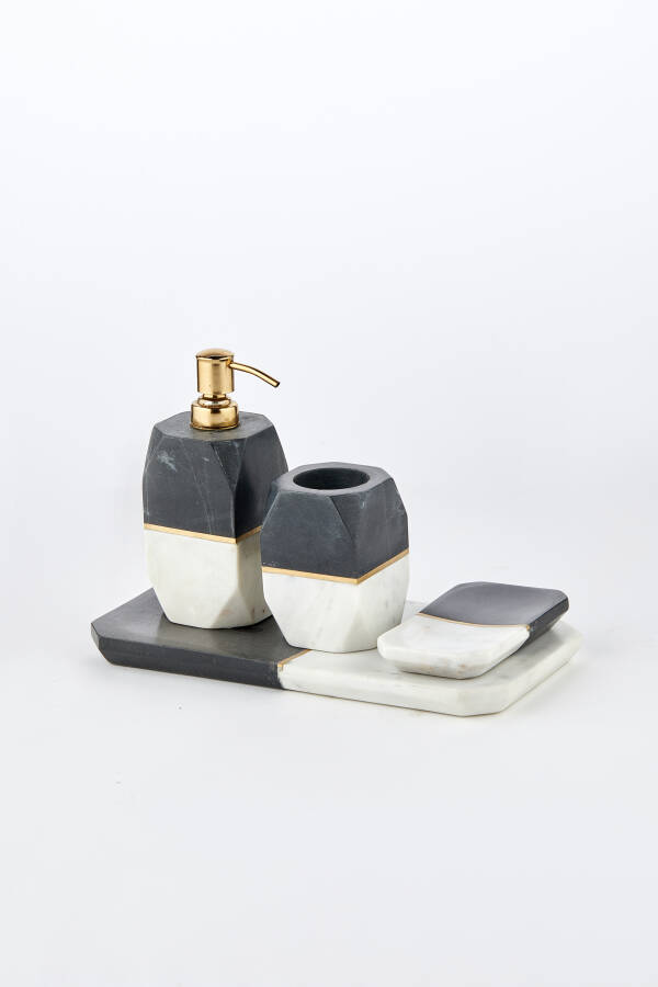 Cornella Gri-Beyaz 4 Lü Banyo Seti ( Marble World-100 ) - 1