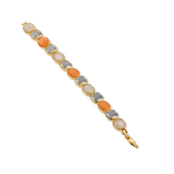 Mesmera 14K Altın Kaplama Kare Rose Gold Simli Taş Bileklik - 2