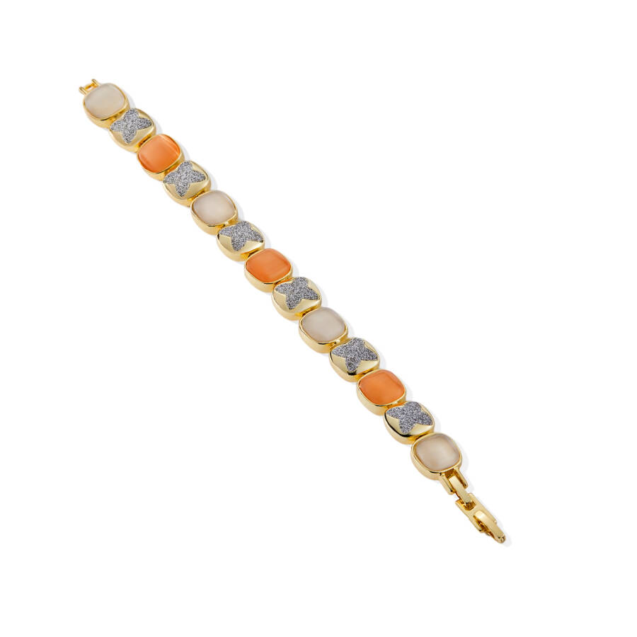 Mesmera 14K Altın Kaplama Kare Rose Gold Simli Taş Bileklik - 2