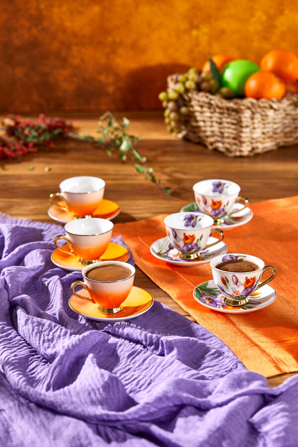Paçi Aracıa Çiçekli Yaldızlı Kahve Fincanı - 11