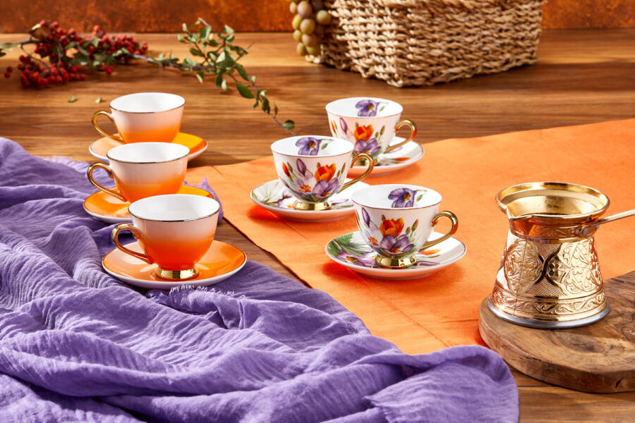 Paçi Aracıa Çiçekli Yaldızlı Kahve Fincanı - 6