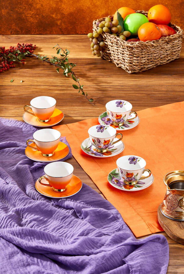 Paçi Aracıa Çiçekli Yaldızlı Kahve Fincanı - 8