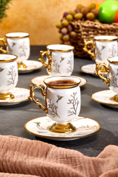 Paçi Blanche Ayaklı Desenlı Yaldızlı 6 Kişilik Kahve Fincan Takımı - 3
