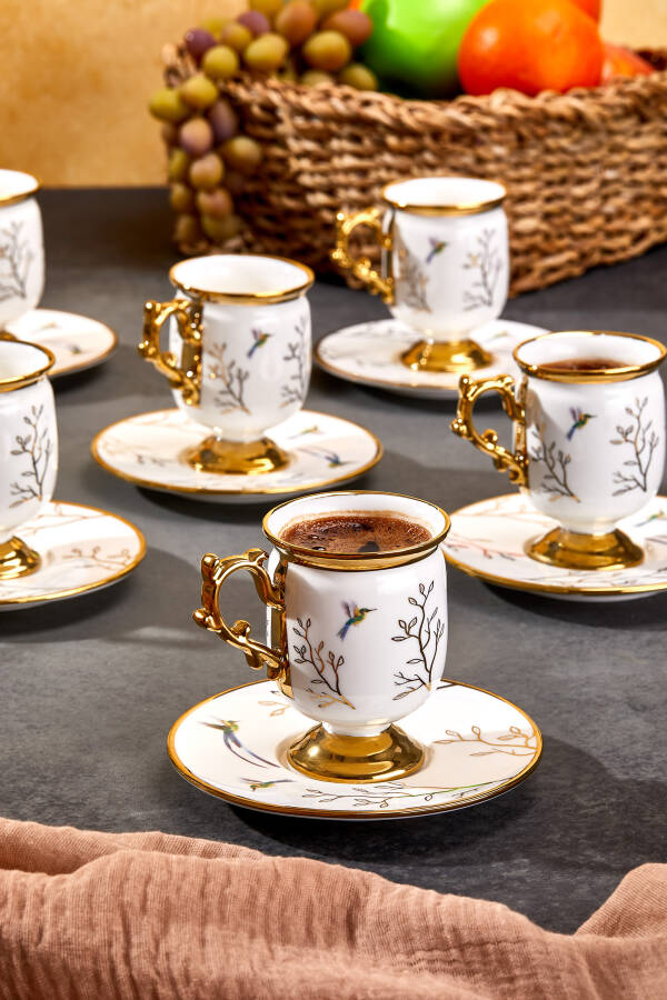 Paçi Blanche Ayaklı Desenlı Yaldızlı 6 Kişilik Kahve Fincan Takımı - 8