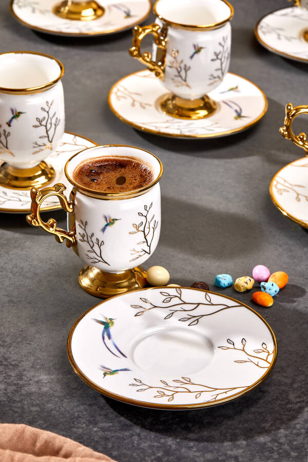 Paçi Blanche Ayaklı Desenlı Yaldızlı 6 Kişilik Kahve Fincan Takımı - 9