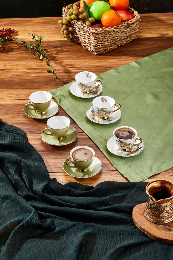 Paçi Botania Çiçekli Yaldızlı Kahve Fincanı - 7