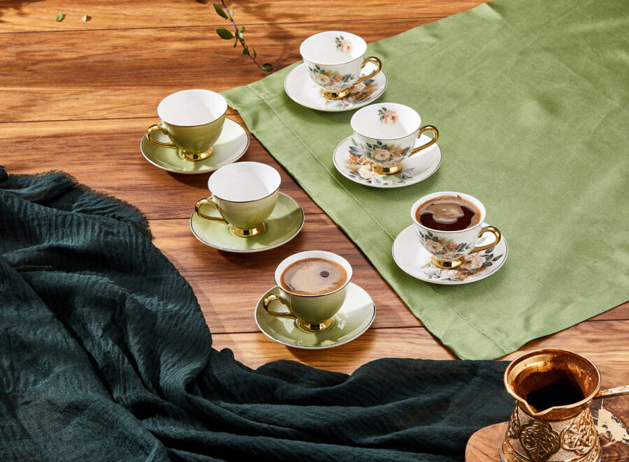 Paçi Botania Çiçekli Yaldızlı Kahve Fincanı - 8