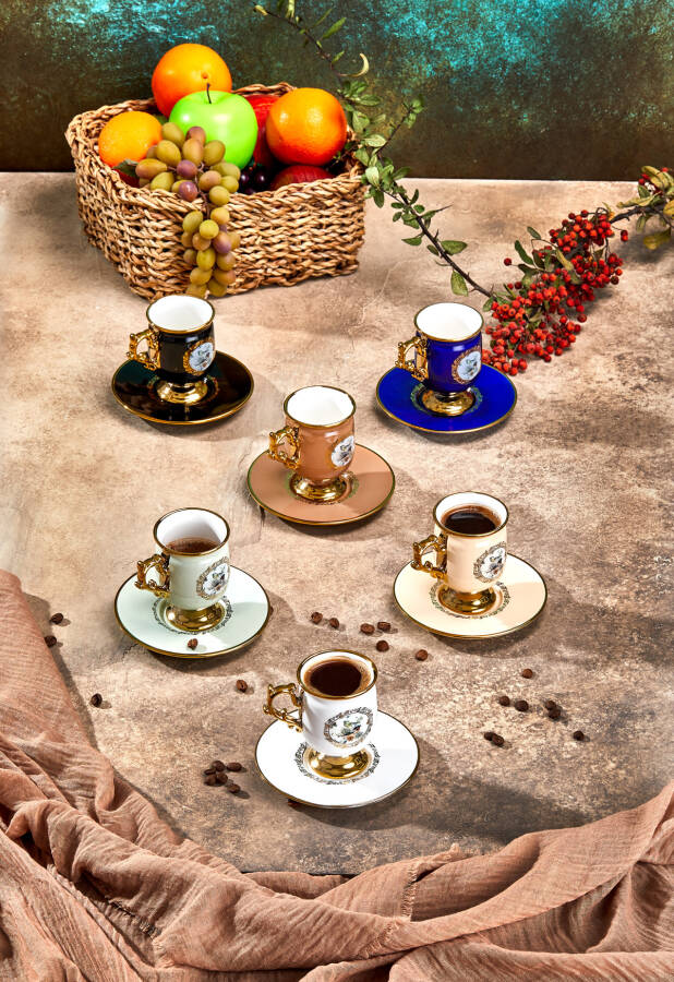 Paçi Desire Ayaklı Renkli Yldz.Kuşlu 6 Kişilik Kahve Fincan Takımı - 3