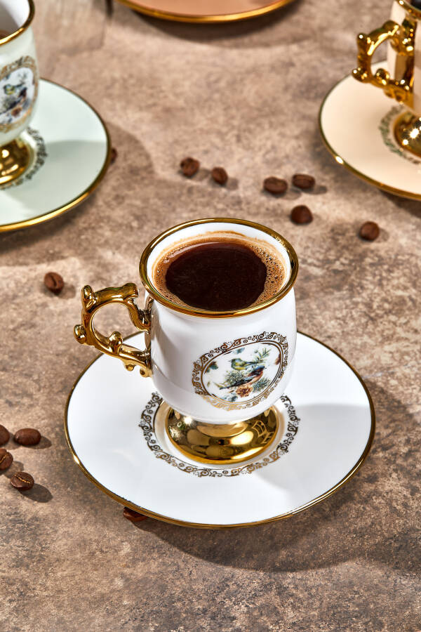 Paçi Desire Ayaklı Renkli Yldz.Kuşlu 6 Kişilik Kahve Fincan Takımı - 8