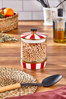 Charmes Leo Porselen Cam Kırmızı Beyaz Küçük Kavanoz 800 ml - 3