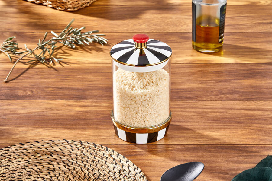 Charmes Leo Porselen Cam Siyah Beyaz Büyük Kavanoz 1400 ml - 3
