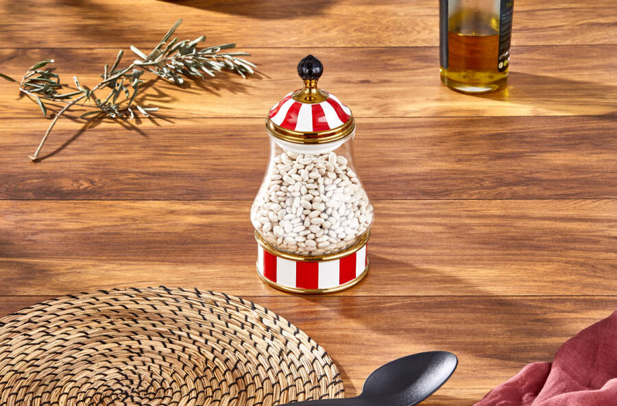 Charmes Leo Porselen Cam Tepeli Kırmızı Beyaz Büyük Kavanoz 700 ml - 3