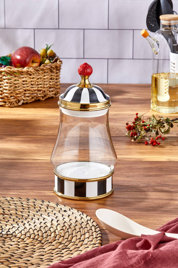 Charmes Leo Porselen cam Tepeli Siyah Beyaz Battal Kavanoz 1100 ml - 4