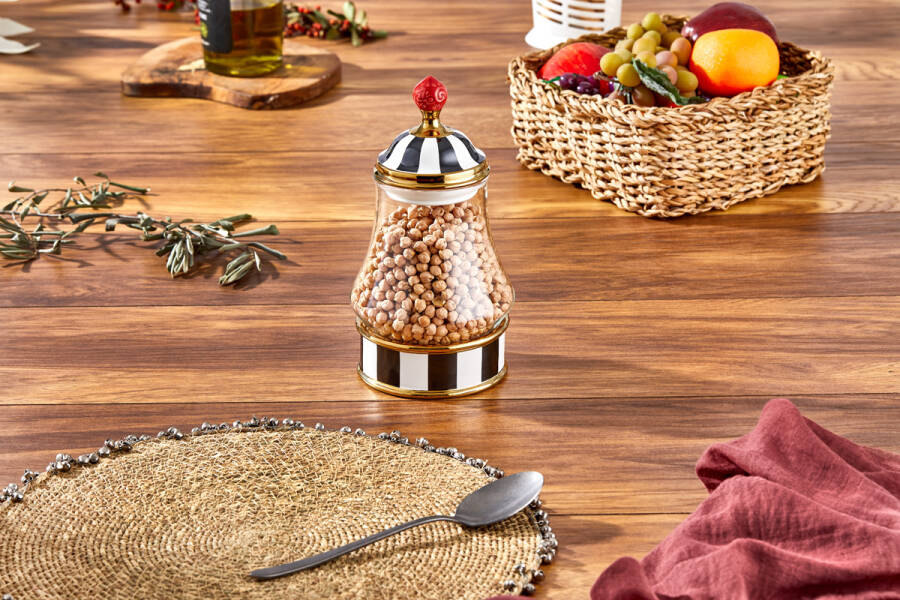 Charmes Leo Porselen cam Tepeli Siyah Beyaz Büyük Kavanoz 700 ml - 2