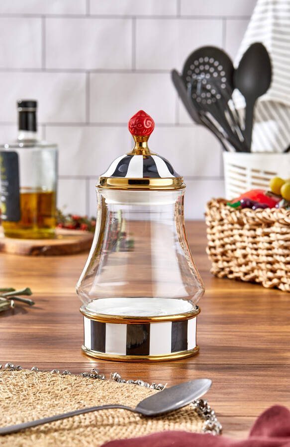 Charmes Leo Porselen cam Tepeli Siyah Beyaz Büyük Kavanoz 700 ml - 4