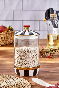 Charmes Porselen Cam Siyah Beyaz Battal Boy Kavanoz 2000 ml - 2