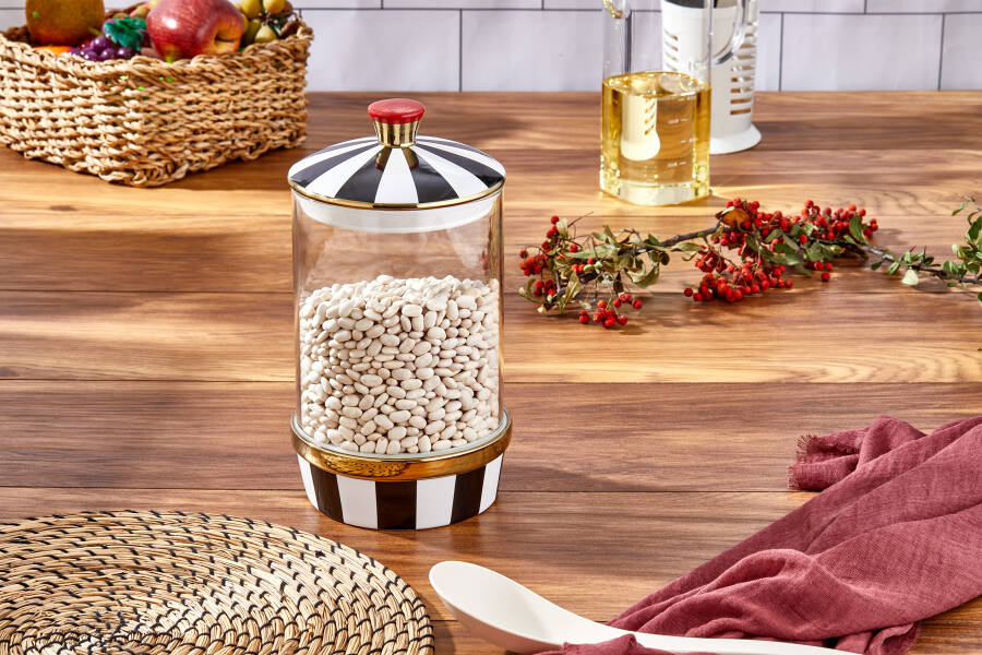 Charmes Porselen Cam Siyah Beyaz Battal Boy Kavanoz 2000 ml - 4