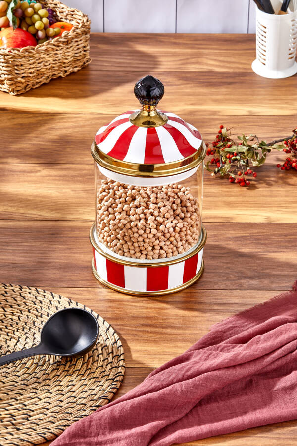 Charmesi Porselen Cam Tepeli Kırmızı Beyaz Bettal Boy Kavanoz 2500 ml - 3